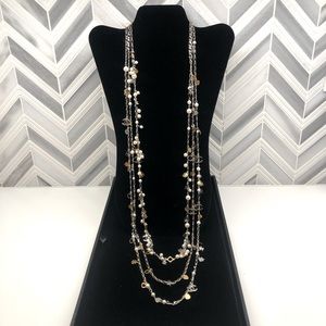 CHANEL Lucky Charms 3-Strand Necklace, Silver, Gold and Pearl